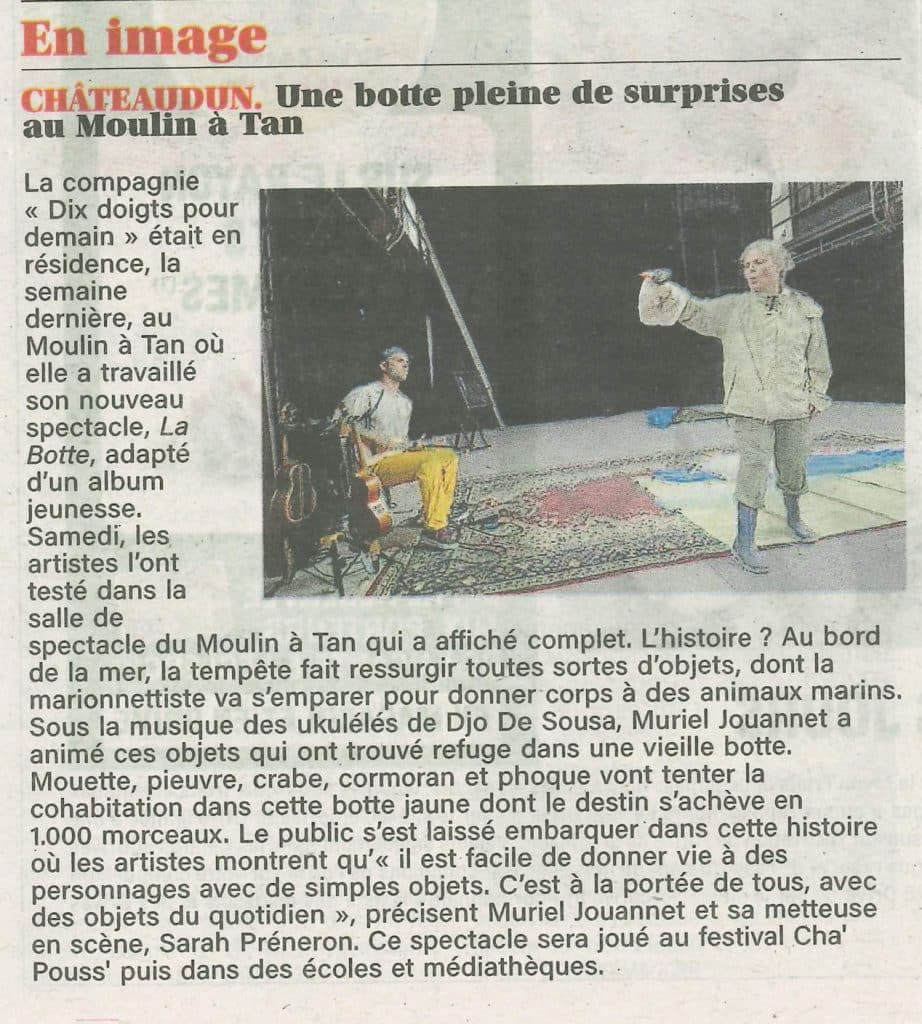 article l'écho républicain aout 2026 spectacle de marionnettes la botte au moulin à Tan 